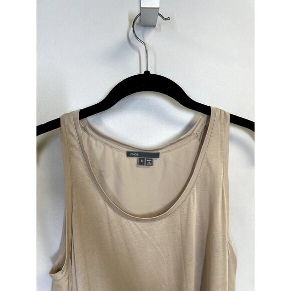 VINCE Essential Sleeveless Jersey Scoop Neck Tank Top Beige Nude Size S - Picture 2 of 6